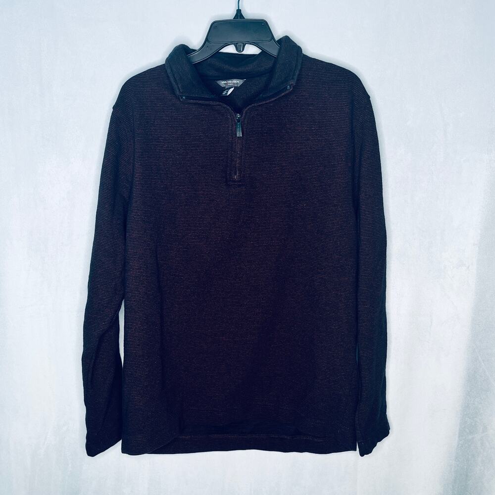 Van Heusen Sweater Quarter Zip Maroon Red Pullover M
